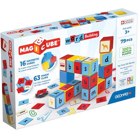 Geomag Magicube Word Building Set, Recycled, 79-Piece Set 259