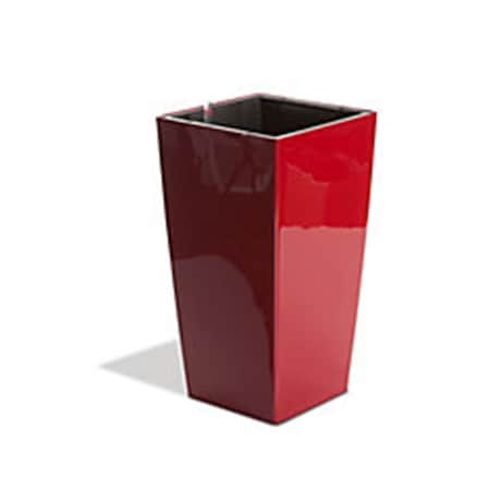 Algreen 22 in. Self Watering Square Modena Planter, Gloss Red 11504