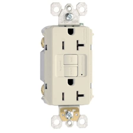 Legrand Pass & Seymour radiant Series GFCI Duplex Receptacle, Nylon, Light Almond, 2-Pole, 20 A, 125 VAC 2097LACCD12