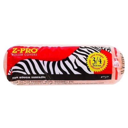Zebra 9in x 3/4in Nap Premier 737 Rough Surface Roller Cover, Polyester 737Z
