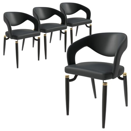Leisuremod Entice Modern Leather Dining Chair with Iron Legs Open-Back Design in Charcoal, 4PK EC60CH-4