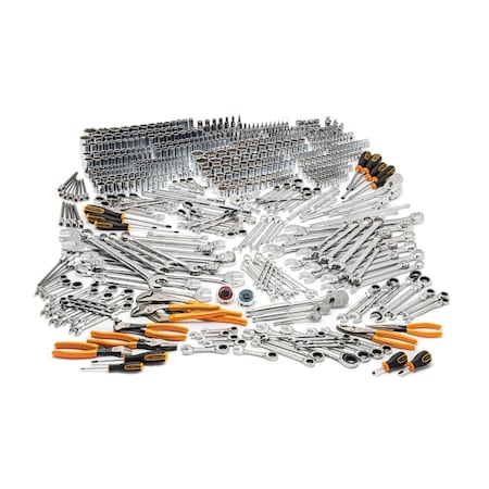 Gearwrench Hand Tool Set, 1/4 in, 3/8 in, 1/2 in Drive Tang, 613 pc, Alloy Steel 89060