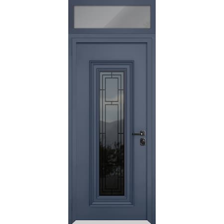 Vdomdoors Steel Door Ballucio 6044 Gray Graphite Top Exterior Window Stainless Inserts Single Modern Painted- BALLUCIO6044EXD-GRE-W36xH80+16-LH-I