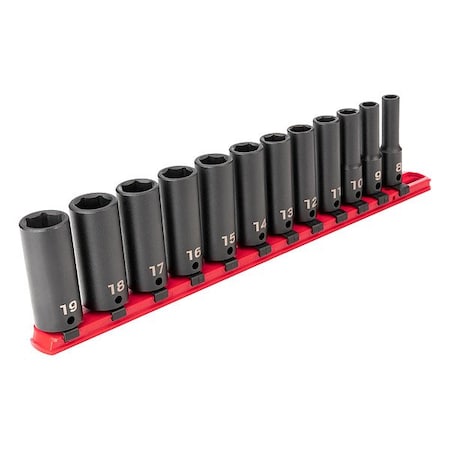 Tekton Impact Socket Set, Steel, 12 Pieces SID91103