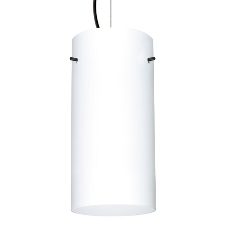Besa Lighting Besa Stilo 12 Pendant, Opal Matte, Black Finish, 1x 11W LED 1KX-412007-LED-BK