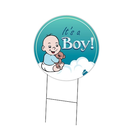 Signmission Its A Boy Double Sided Corrugated Plastic Circle Yard Sign C-16-CIR-DS-WS- Its a Boy