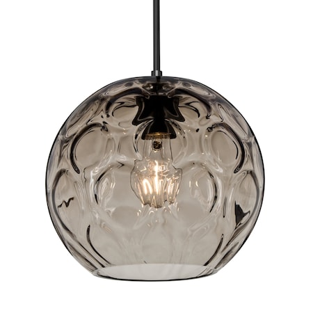 Besa Lighting Besa Bombay Pendant, Smoke, Black Finish, 1x 60W MAX E26 Base 1JT-BOMYSM-BK