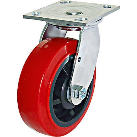 Richelieu 6 in. Polyurethane Mold on Swivel Caster, Red 236861