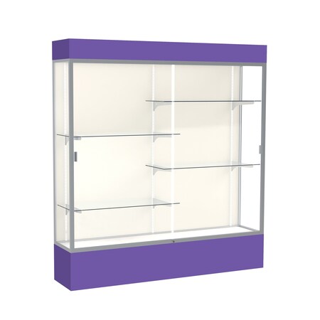 Ghent Lighted Floor Display Case 72x80x16, Plaque, Satin 3176PB-SN-PE