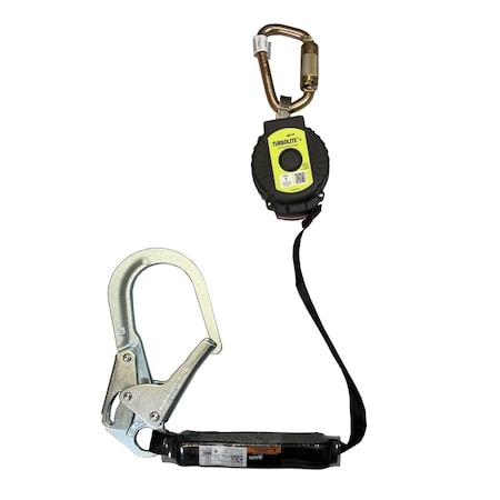 Miller Single Web Personal Fall Limiter with Aluminum Carabiner and Aluminum Locking Rebar Hook MTL-OHW1-08/6FT