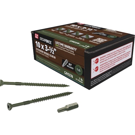 Grip-Rite DeckForce PrimeGuard Nano No, 10 x 3-1/2'' Star Drive Green Screw, 1 Lb. GRDF312STGR1