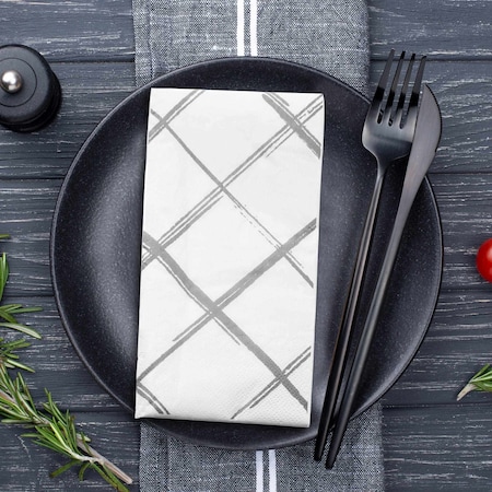 Smarty Had A Party White with Silver Diamond Paper Dinner Napkins 600 Napkins, 600PK 2196-CASE