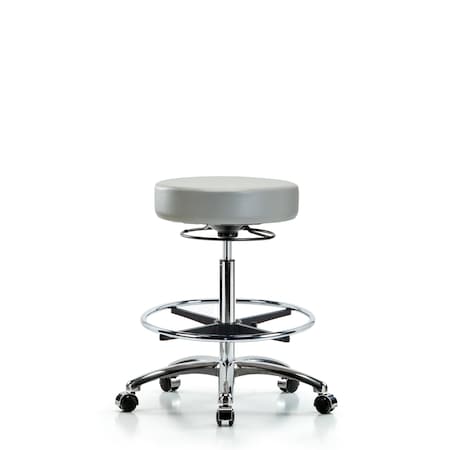 Blue Ridge Ergonomics Bench Stool, Hi, Chrm, Vin, CF, Castrs, Dov BR-VHBSO-CR-CF-CC-8567