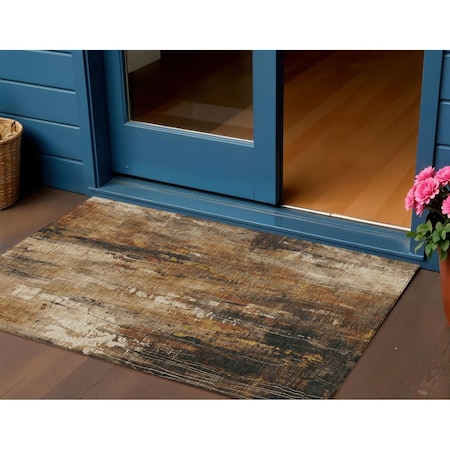 Homeroots 3' X 5' Taupe Gray And Ivory Abstract Washable Indoor Outdoor Area Rug 617674