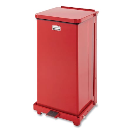 Rubbermaid Commercial Defenders Biohazard Step Can, Square, Steel, 12 gal, Red FGST12EPLRD