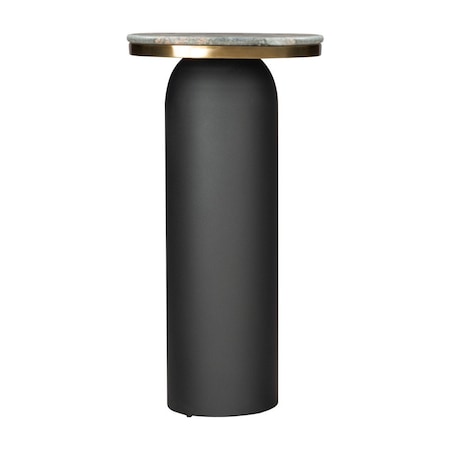 Homeroots 43" Black and Gold Genuine Marble and Steel Double Pedestal Console Table 668882