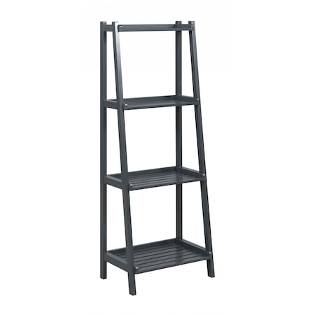 Homeroots 60" Leaning Ladder Bookshelf With 4 Shelves In Graphite 380041
