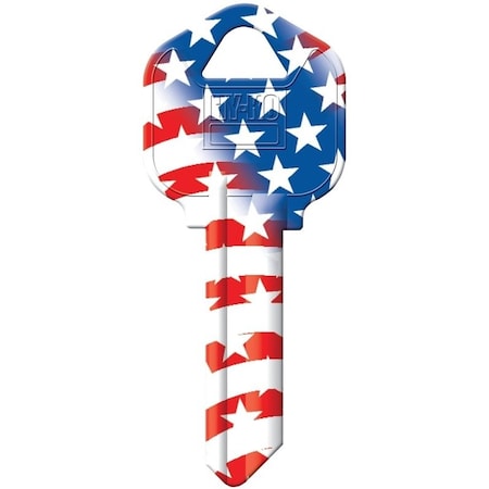 Hy-Ko Key Blank, Solid Brass, Painted, For: Kwikset KW1, Titan KW10 Keyways 16010KW1FLAG