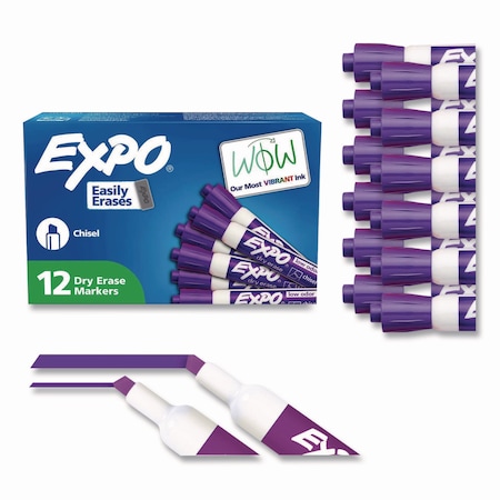 Expo Low-Odor Dry-Erase Marker, Broad Chisel Tip, Purple, 12PK 80008A