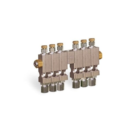 Oil-Rite Multiple Sight Feed With 6 Valves - Vented, 1/4in. OD Tube B3150-6