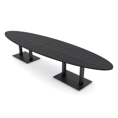 Skutchi Designs Oval Conference Table With Power, 48 in W, 168 in L, Grey HAR-OVL-48X168-DOU.BK-WA7949-NA