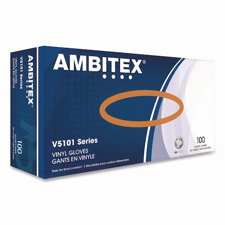 Ambitex V5101 Series Latex-Free Powdered Vinyl Gloves, 3 mil, X-Large, Clear, 100PK VXL5101