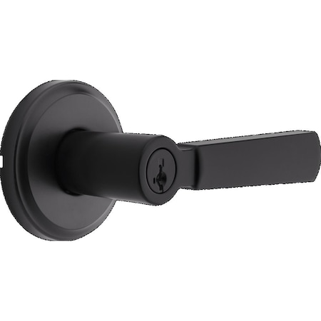 Kwikset Perth Lever Entry Door Lock SmartKey with 6AL Latch and RCS Strike Matte Black Finish 740PHL-514S
