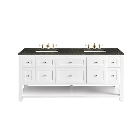 James Martin Vanities Breckenridge 72" Double Vanity, Bright White, w/ 3 CM Phantome Eclos Top 330-V72-BW-3PHT