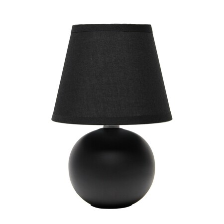 Homeroots 9" Black Ceramic Round Table Lamp With Black Drum Shade 642878