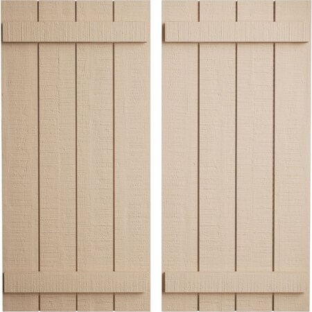 Ekena Millwork Rustic Four Board Joined Board-n-Batten Rough Cedar Faux Wood Shutters, 22W x 44H, PR SHUBJS22X44RCPR