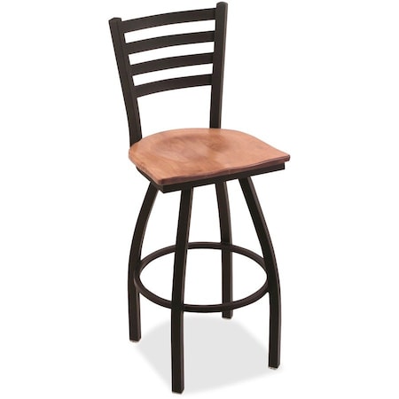 Holland Bar Stool Co 30" Swivel Bar Stool, Black Wrinkle, Med Maple Seat 41030BWMedMpl