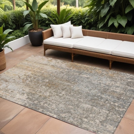 Homeroots 9' X 12' Beige Gray And Taupe Abstract Washable Indoor Outdoor Area Rug 577227