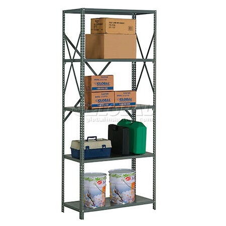 Global Industrial 5 Shelf, Open Steel Shelving, 48"W x 30"D x 85"H, Starter, 18 GA, Gray 562197A