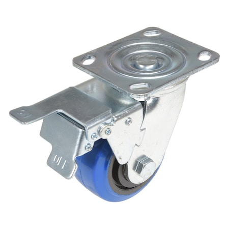 Vestil Elastic Rubber Swivel With Total Brake Caster 4 In. Diameter x 2 In. Width 550 lb Blue/Black CST-BB-4X2ER-SWTB
