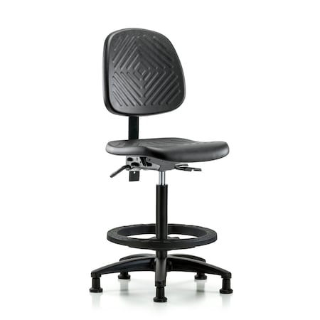 Blue Ridge Ergonomics Bench Chair, Hi, Poly, Med, Bk, Tilt BF Glids, No Arms, 24-1/2" to 33-1/2" Height, Blue, Black BR-PHBCH-MB-RG-T1-A0-BF-RG