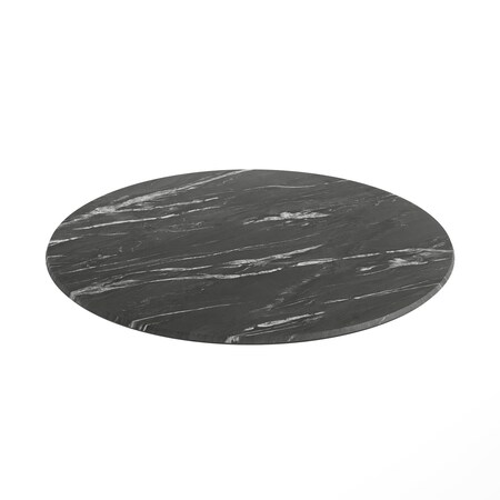Flash Furniture Commercial 36" Round HPL Wrapped All-Weather Tabletop in Black Faux Marble ST-RD918C-1-M-3A-M-BLK-MAR-GG