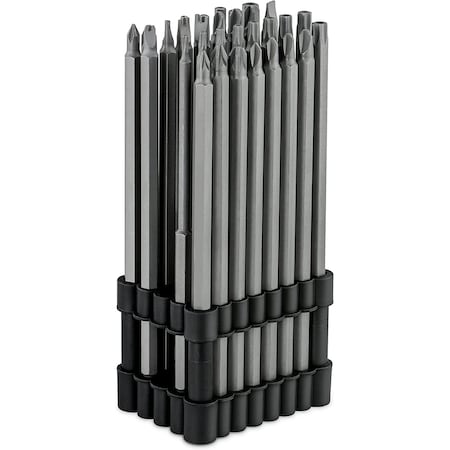 Neiko 0.25 in Drive S2 Steel Extra Long Security Screwdriver Bit Set, 32-Pieces, 6 in Length 10224A