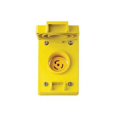 Leviton Watertight Locking Receptacle, L15-20R, 20 A, 250V AC, Three Phase, 3 Pole, Flush Mount, Yellow 67W75
