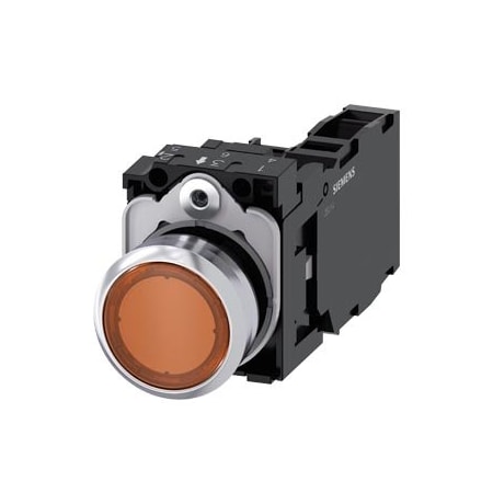 Siemens Illuminated pushbutton, 22 mm, round, metal, shiny, amber, pushbutton 3SU1156-0AB00-1FA0