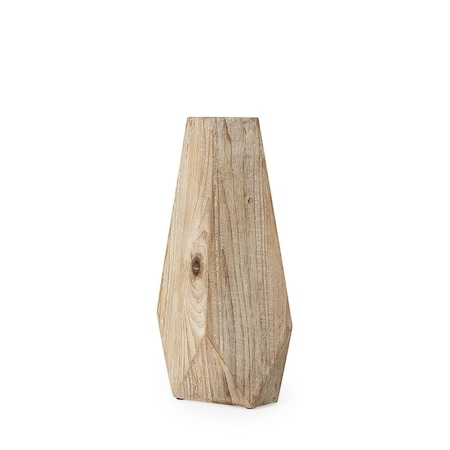 Homeroots 15" Natural Abstract Cylinder Solid Wood Table Vase 397539