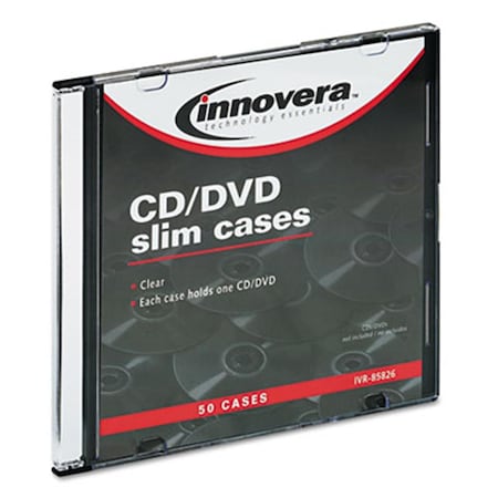 Innovera CDDVD Polystyrene Thin Line Storage Case Clear, 50PK 85826