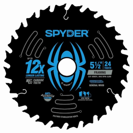 Spyder 5-1/2-Inch 24-Tooth Framing Saw Blade for Framing 13109