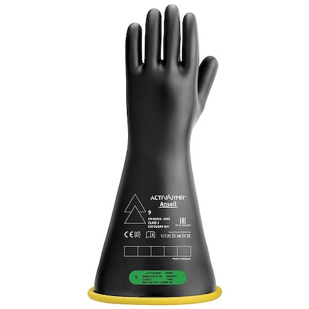 Ansell Electrical-Insulating Gloves, 26,500V AC, 39,750V DC, Natural Rubber Latex, 16 in Length, Size 10 RIG316YBSC