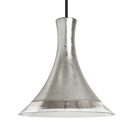 Besa Lighting Rio Stem Pendant, Silver Foil/Clear, Black Finish, 1x9W LED 1TT-RIOSF-LED-BK