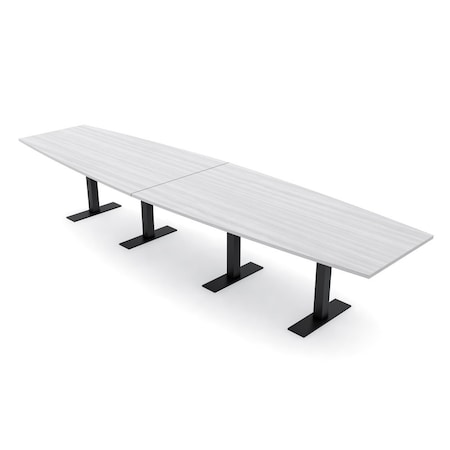 Skutchi Designs 14 Person Conference Table With Power Unit | 14' Boat Table | Harmony Series HAR-BOT-48X168-T.BK-WA7976-NA