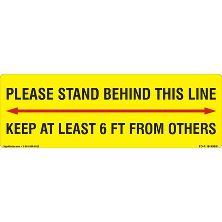 Signmission Stand Behind Line 6ft From Others Non-Slip Floor Graphic, 6PK, 16 in L, 16 in H, 2-R-16-6PK-99981 FD-2-R-16-6PK-99981