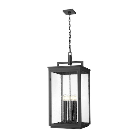 Z-Lite Hartwell 6-Light Outdoor Chain Mount Ceiling Fixture, 15 in W, Sand Black 5019CHXXL-BK