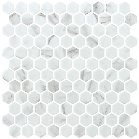 Andova Tiles Vargal 1-in. Honeycomb Marble Look  Recycled Glass Hexagon Wall & Floor Mosaic Tile, 11PK ANDVAR1296