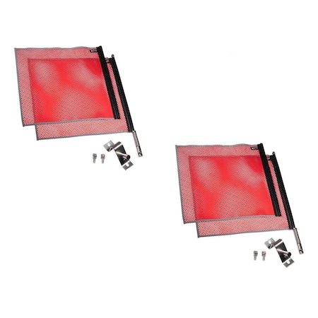 Mytee Products 18in x 18in EZ Mount Red Safety Warning Flag w/ Mounting Kit Reflective Webbing, 2PK VMF-MK-REFx2