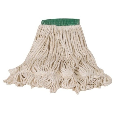 Rubbermaid Commercial 1 in String Wet Mop, 18 oz Dry Wt, Slide On Connection, Looped-End, Green, Cotton/Synthetic FGD21306GR00